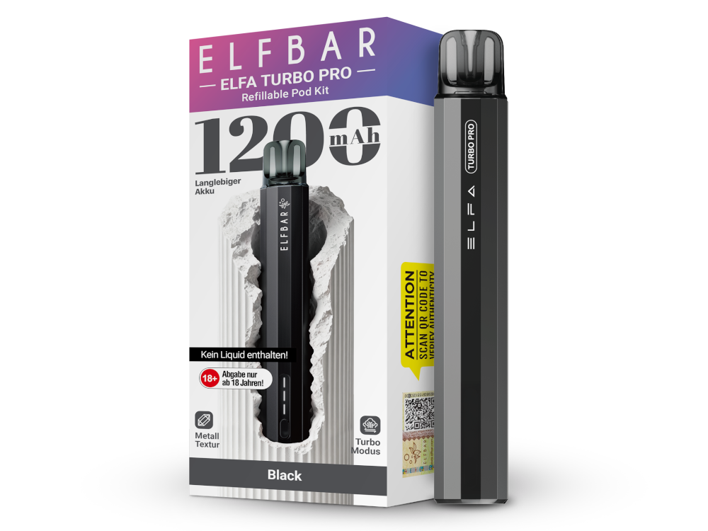 Elfbar Elfa Turbo Pro E-Zigaretten Set in Black