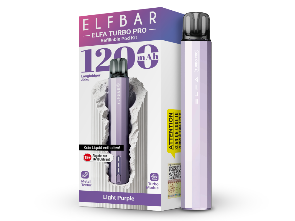 Elfbar Elfa Turbo Pro E-Zigaretten Set in Light Purple