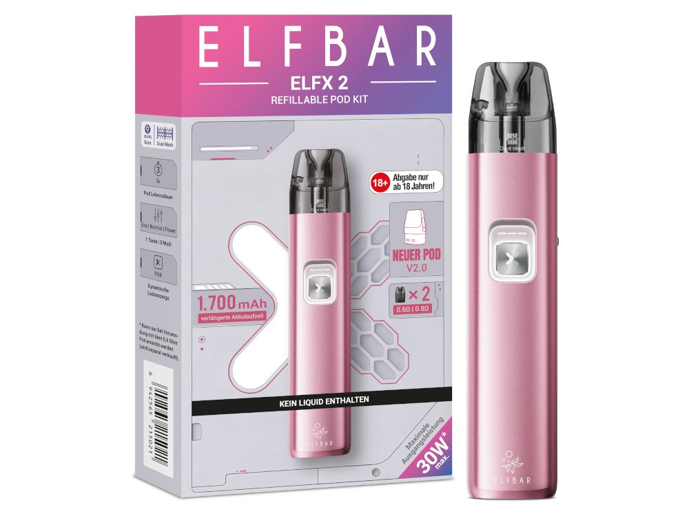 Elfbar Elfx 2 E-Zigaretten Set in Berry Pink
