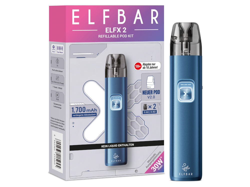 Elfbar Elfx 2 E-Zigaretten Set in Ocean Blue